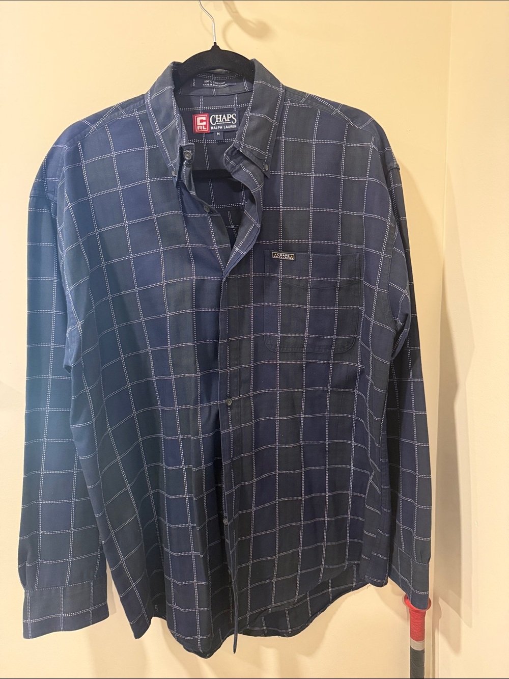 Ralph Lauren Navy Blue Windowpane Check Button-Down Shirt